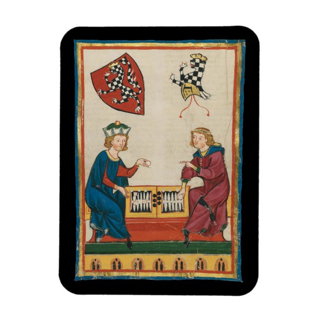 Backgammon Game, 14:e århundradets medeltida konst Magnet (Vertikal)