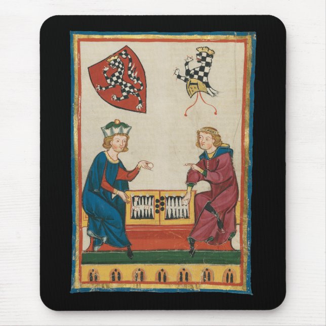 Backgammon Game, 14:e århundradets medeltida konst Musmatta (Framsidan)