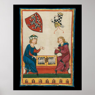 Backgammon Game, 14:e århundradets medeltida konst Poster
