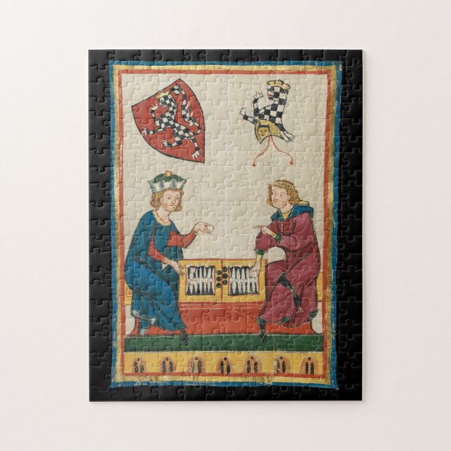 Backgammon Game, 14:e århundradets medeltida konst Pussel (Vertikal)