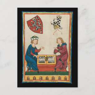 Backgammon Game, 14:e århundradets medeltida konst Vykort