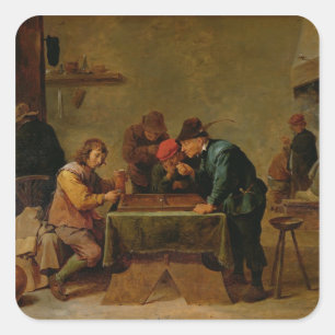 Backgammon Players, c.1640-45 Fyrkantigt Klistermärke