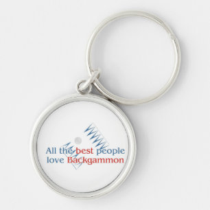 Backgammonälskare Keychain Rund Silverfärgad Nyckelring