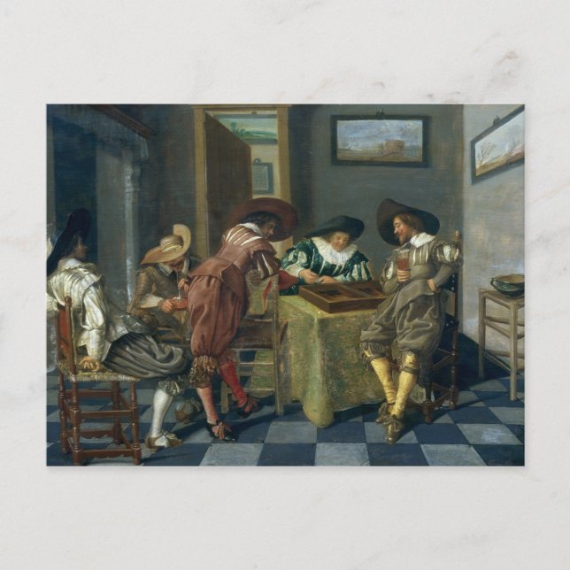 Backgammons spel vykort (Framsida)