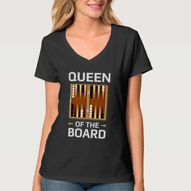 Backgammonspelare skämtar Drottning på Backgammonb T Shirt (Framsida)