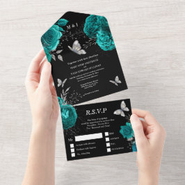 Bäckglam från eleganten Teal Black silver ro