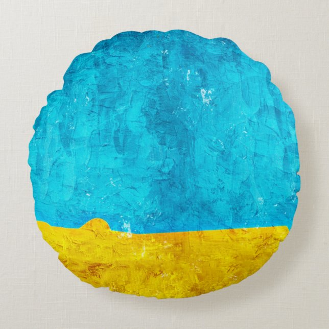 Background blue yellow art rund kudde (Framsidan)