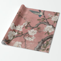 Background Chinoiserie Dusty Rosa Cherry Blommar B