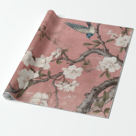 Background Chinoiserie Dusty Rosa Cherry Blommar B Presentpapper