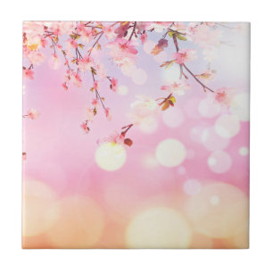 Background Flower Design för Cherry Blommars Blomm Kakelplatta