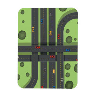Background Graph för färg Tecknad Highway & Cars C Magnet