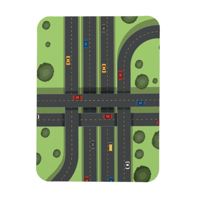 Background Graph för färg Tecknad Highway & Cars C Magnet (Vertikal)