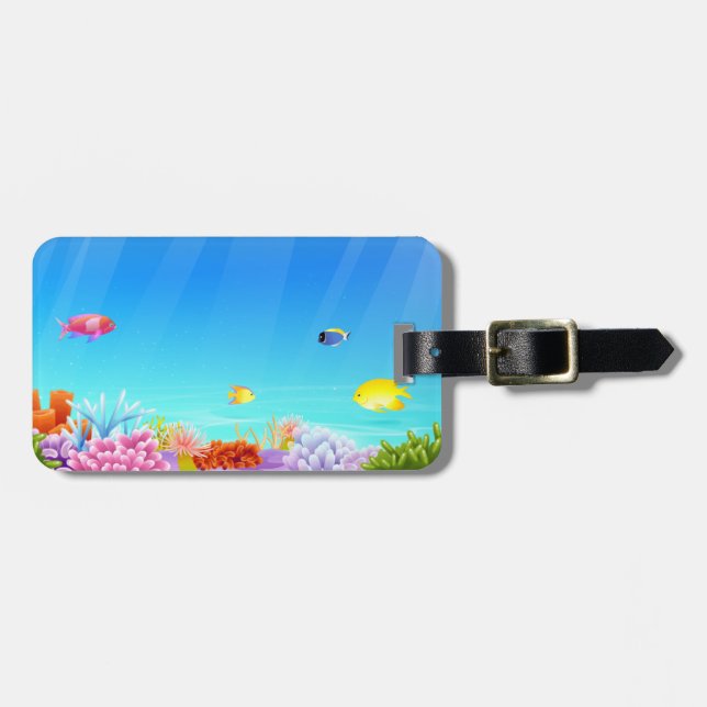Background Luggage Tag Bagagebricka (Horisontell Framsida)