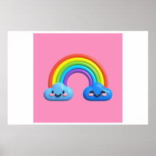 Background Rainbow Grattis på födelsedagen Poster