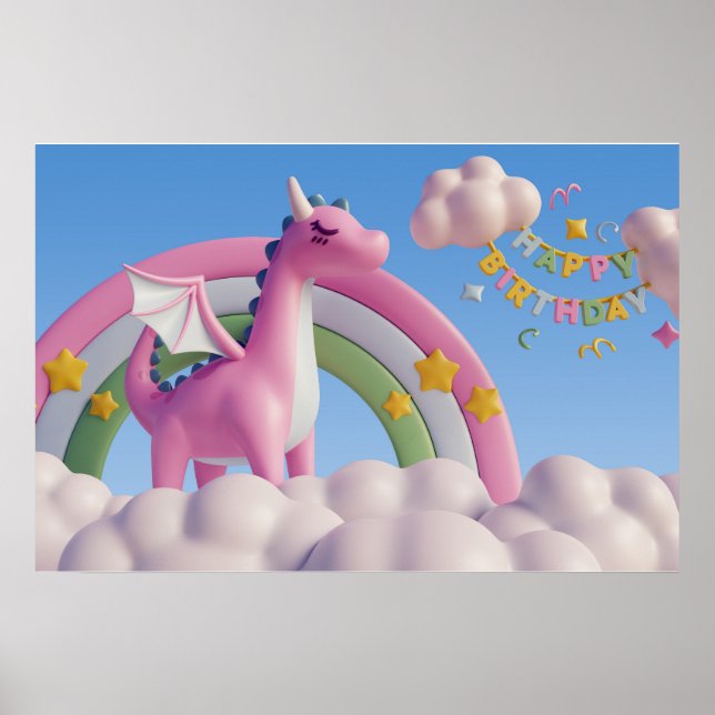 Background Rainbow Grattis på födelsedagen Poster (Framsidan)