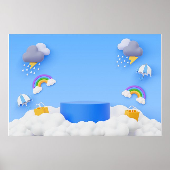 Background Rainbow Grattis på födelsedagen Poster (Framsidan)