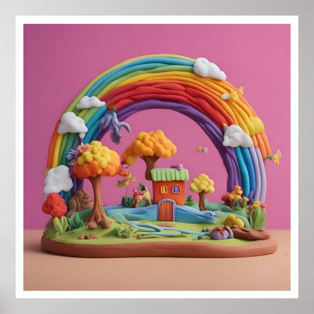 Background Rainbow Grattis på födelsedagen Poster (Framsidan)