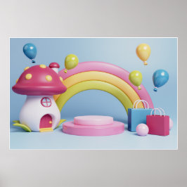 Background Rainbow Grattis på födelsedagen Poster