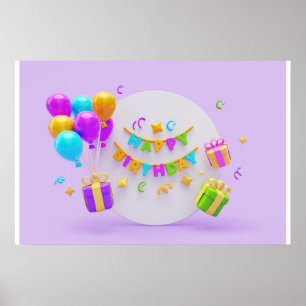 Background Rainbow Grattis på födelsedagen Poster