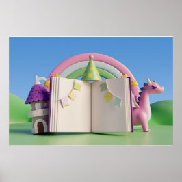 Background Rainbow Grattis på födelsedagen Poster