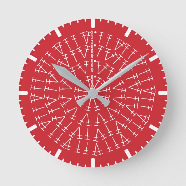 Background Round Clock för scarlet Red Crochet Cha Rund Klocka (Framsida)