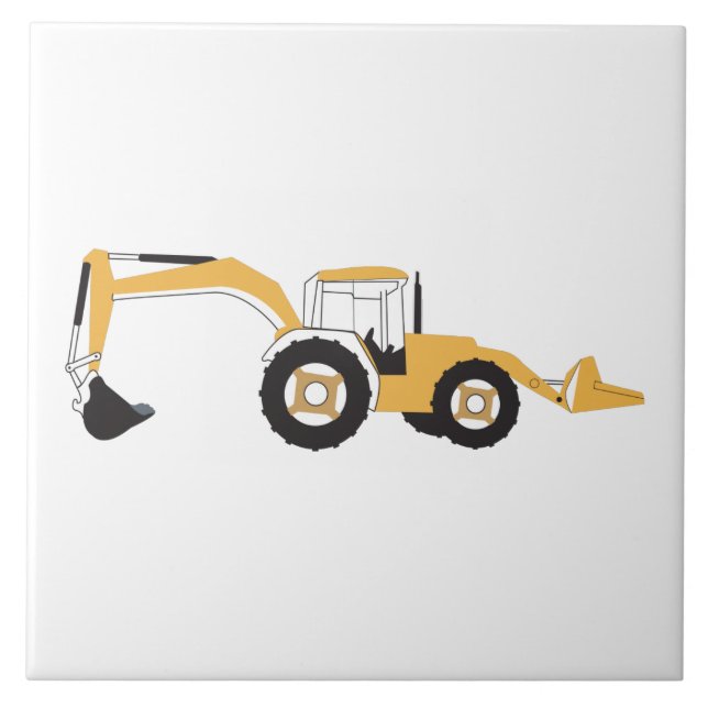 Backhoe Construction Lastbil Kakelplatta (Framsidan)