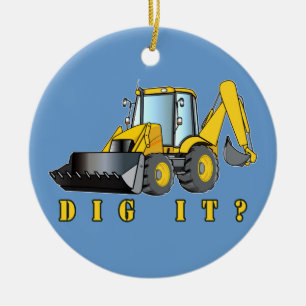 Backhoe: Gräva den? Julgransprydnad Keramik