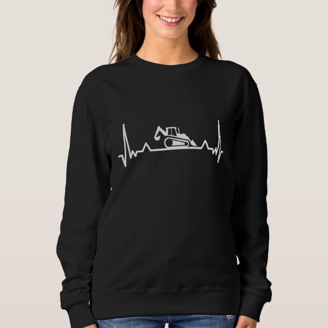 Backhoe Heartslag Excavator and Digger T Shirt (Framsida)
