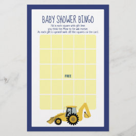 Backhoe Konstruktion Baby Shower Bingo Spel