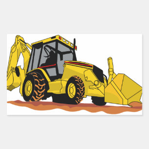 Backhoe Loader Rektangulärt Klistermärke