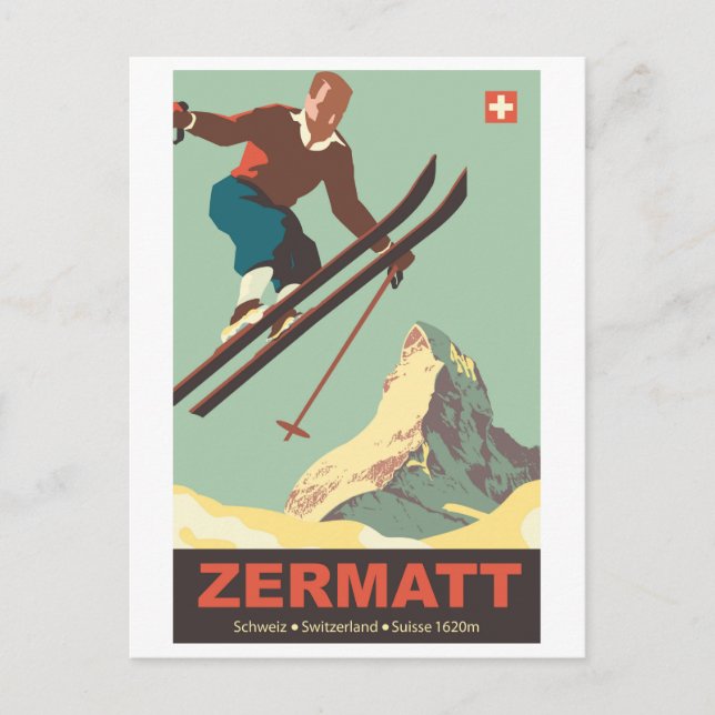 Backhoppsanläggning i Zermatt, Schweiz Vykort (Framsida)
