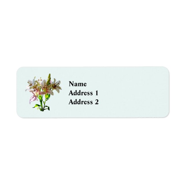 Backlit Blek Rosa Lilies Returadress Etikett (Framsidan)