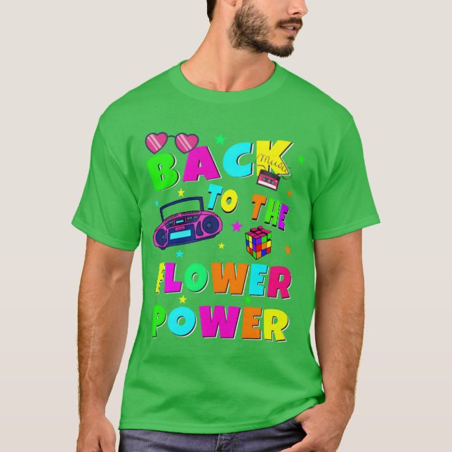 Backohe Flower Power retro T Shirt (Framsida)