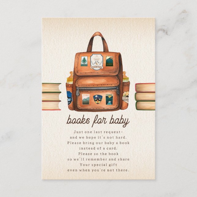 Backpack + Flaskor Baby Shower Bok Request Tilläggskort (Framsida)