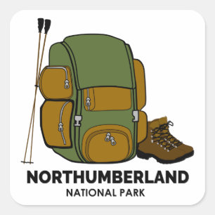 Backpack för nationalparken Northumberland Fyrkantigt Klistermärke