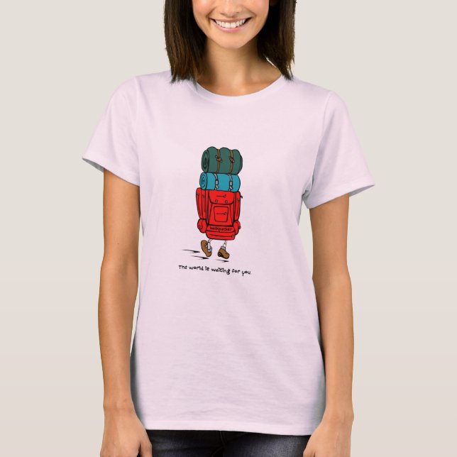 Backpack-ryggsäck världen väntar på dig t-shirt (Framsida)