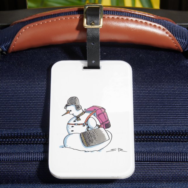 Backpack Snowman luggage tag Bagagebricka (Framsida Insitu 2)