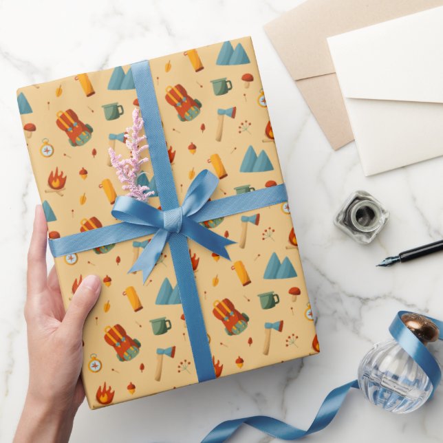 Backpack Tält Bushcraft Camping Mönster 4 Presentpapper (Gifting)