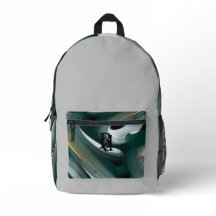 Backpack Trend Abstrakt Art Black White-Grönt