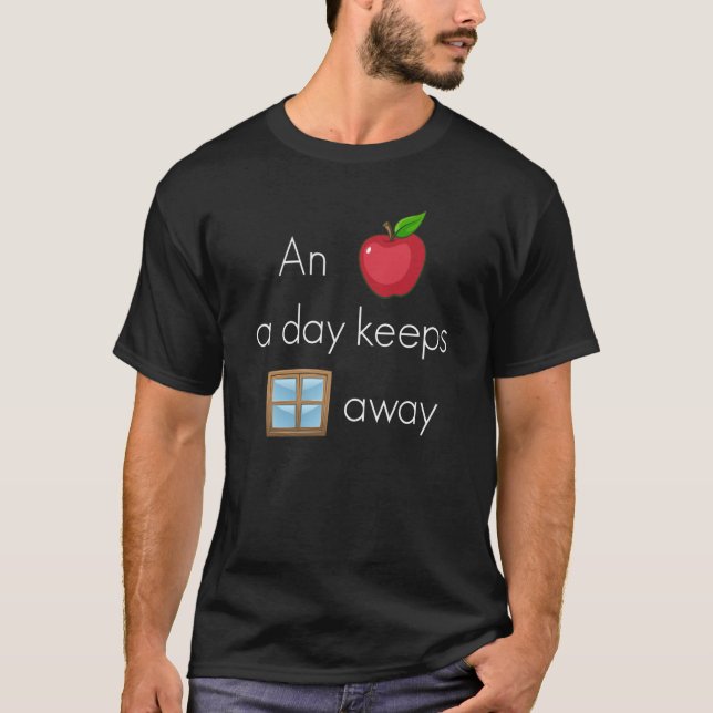 Backprint An Apple a day behållas windows away PC T Shirt (Framsida)
