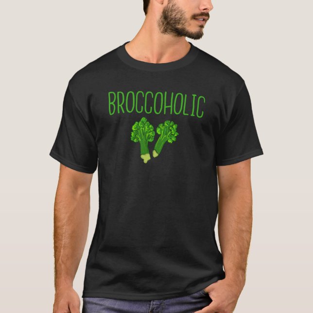 Backprint Broccholic Vegan Meatless and broccoli T Shirt (Framsida)