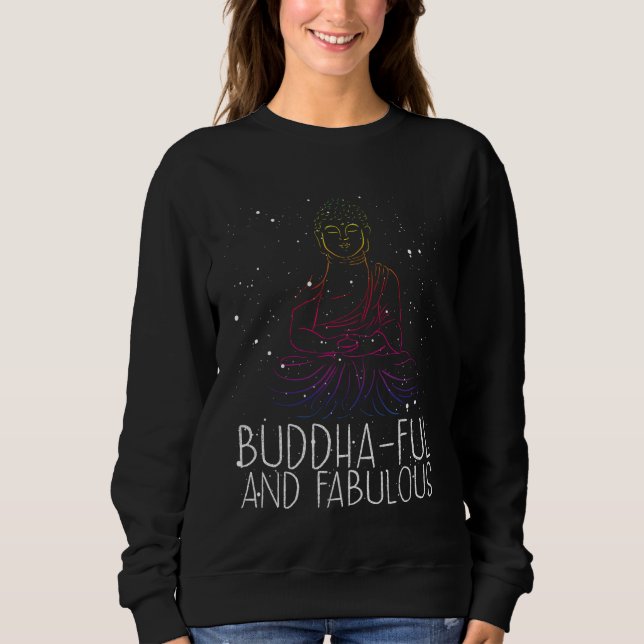 Backprint Buddha Ful And Fabulous Buddhist T Shirt (Framsida)