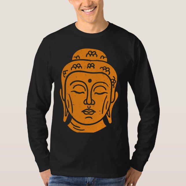 Backprint Buddha Head Buddhist Wisdom T Shirt (Framsida)