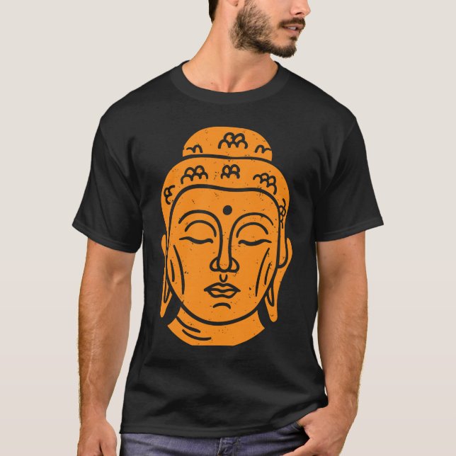 Backprint Buddha Head Buddhist Wisdom T Shirt (Framsida)