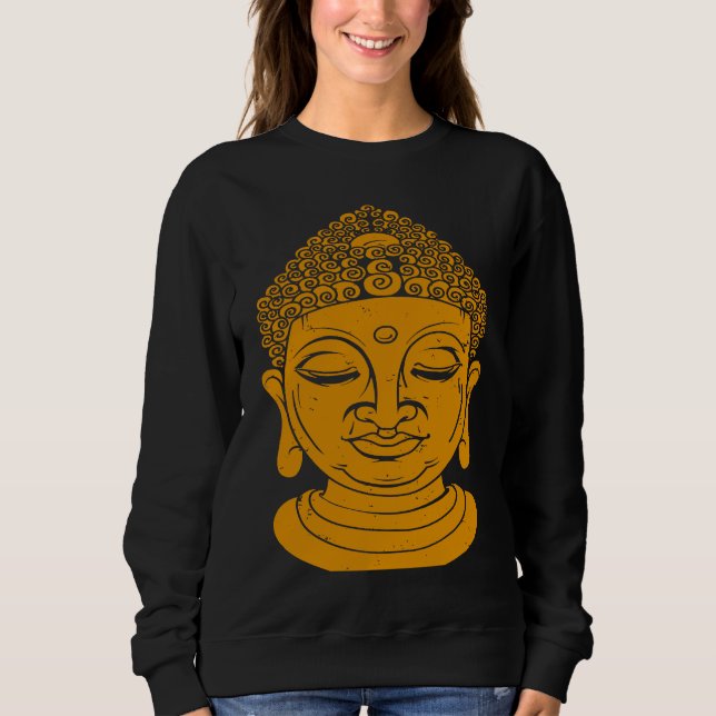 Backprint Buddha Head Meditation and Yoga T Shirt (Framsida)