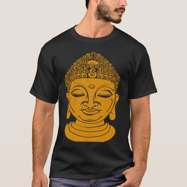 Backprint Buddha Head Meditation and Yoga T Shirt (Framsida)