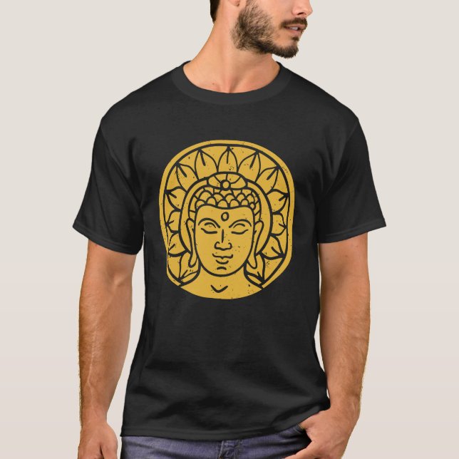 Backprint Buddha Head Spiritual Chi T Shirt (Framsida)