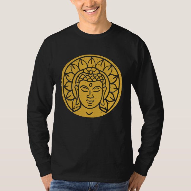 Backprint Buddha Head Spiritual Chi T Shirt (Framsida)