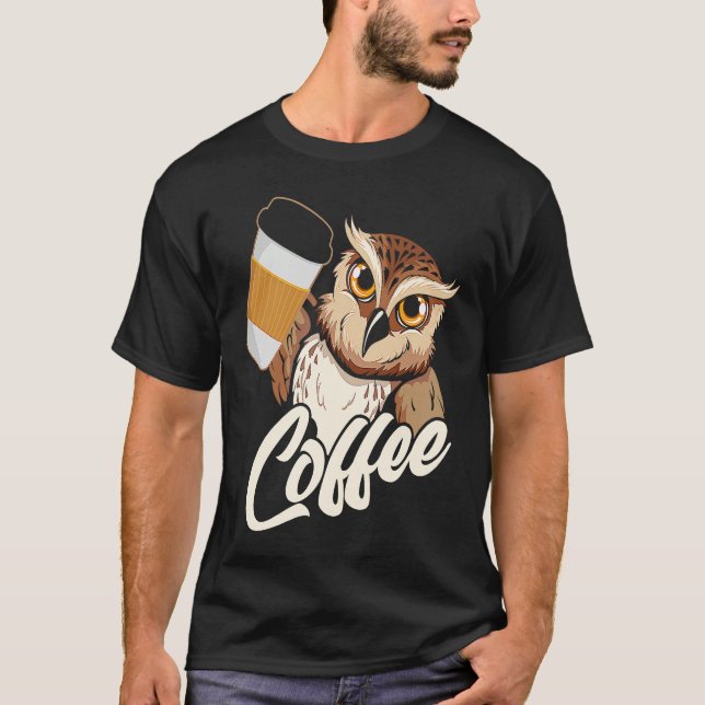 Backprint Coffee Owl T Shirt (Framsida)