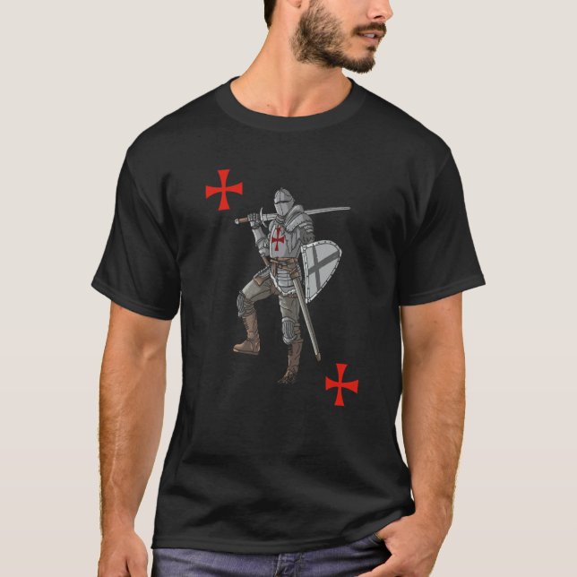 Backprint Crusader Cool Medieval and Knight  1 T Shirt (Framsida)